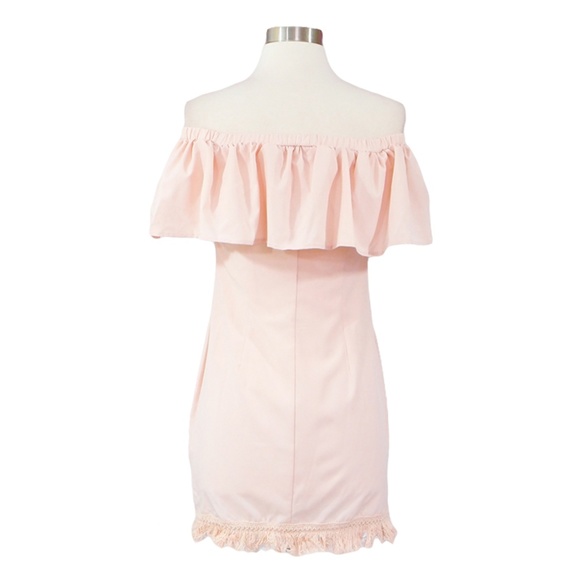 Pink Off shoulder Ruffle Tassel Dress - Picture 8 of 8